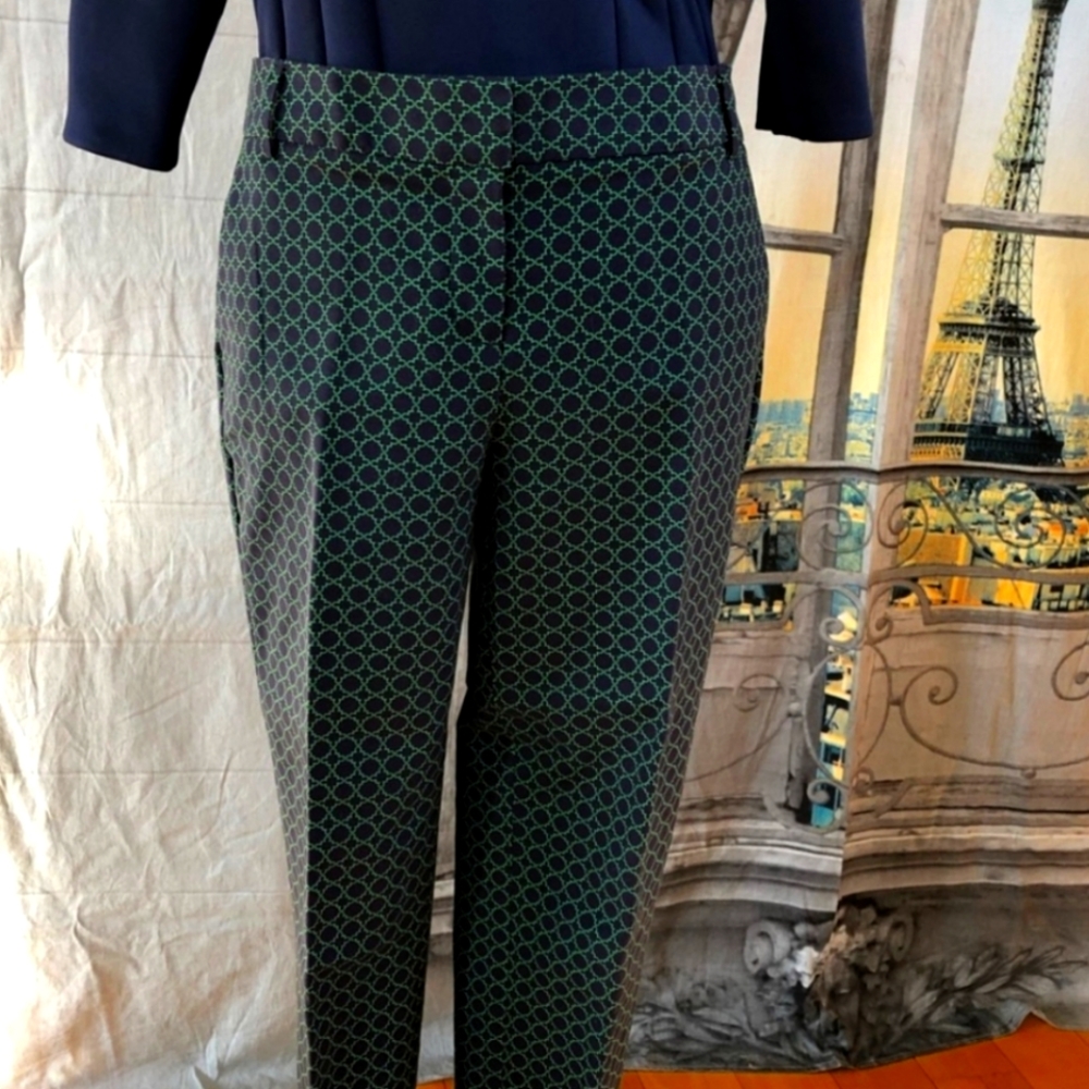Kenar Navy and Green Crop Pant